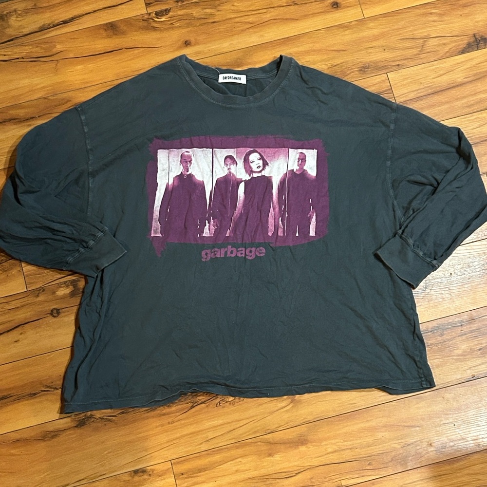 Daydreamer Garbage Band Graphic Long Sleeve Shirt - Dark Gray